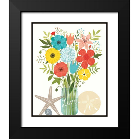 Seaside Bouquet I Mason Jar Black Modern Wood Framed Art Print with Double Matting by Mullan, Michael
