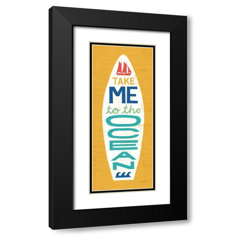 Beach Bums Surf Board IV Black Modern Wood Framed Art Print with Double Matting by Mullan, Michael