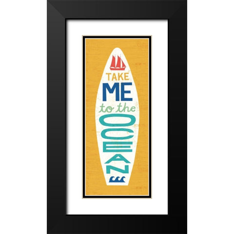 Beach Bums Surf Board IV Black Modern Wood Framed Art Print with Double Matting by Mullan, Michael
