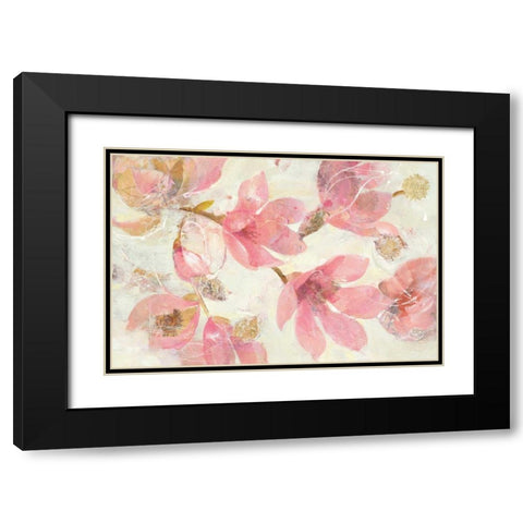 Magnolias in Bloom on White Black Modern Wood Framed Art Print with Double Matting by Hristova, Albena