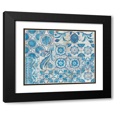 Istanbul Tiles Black Modern Wood Framed Art Print with Double Matting by Lovell, Kathrine