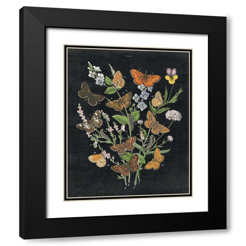 Butterfly Bouquet on Black I Black Modern Wood Framed Art Print with Double Matting by Wild Apple Portfolio