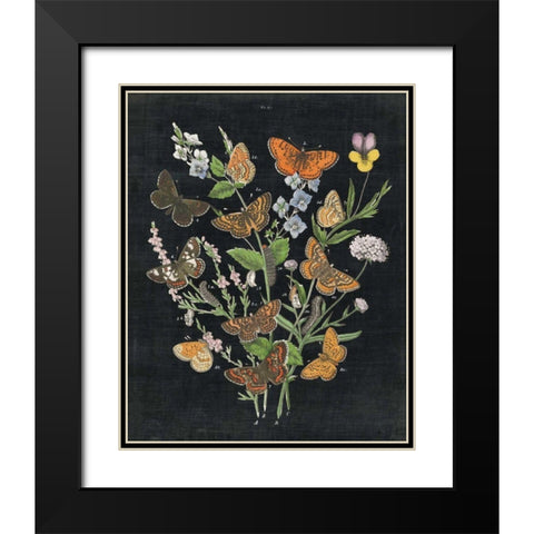 Butterfly Bouquet on Black I Black Modern Wood Framed Art Print with Double Matting by Wild Apple Portfolio