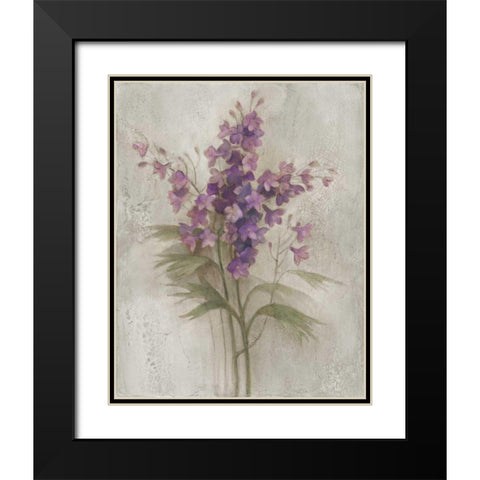 Purple Larkspur Garden on Grey Black Modern Wood Framed Art Print with Double Matting by Hristova, Albena