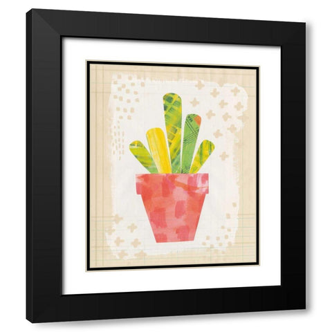 Collage Cactus VI on Graph Paper Black Modern Wood Framed Art Print with Double Matting by Averinos, Melissa