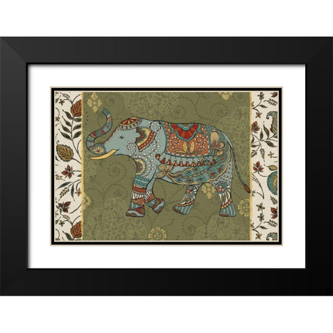 Elephant Caravan IIF Black Modern Wood Framed Art Print with Double Matting by Daphne, Brissonnet