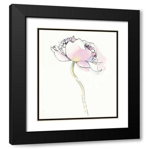 Single Pink Somniferums I on White Black Modern Wood Framed Art Print with Double Matting by Novak, Shirley