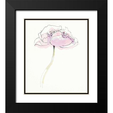 Single Pink Somniferums II on White Black Modern Wood Framed Art Print with Double Matting by Novak, Shirley