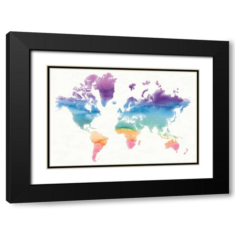 Watercolor World Black Modern Wood Framed Art Print with Double Matting by Schick, Mike