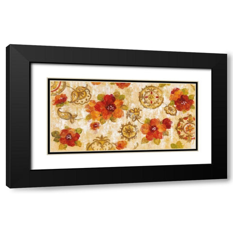 Hibiscus and Mandala Black Modern Wood Framed Art Print with Double Matting by Vassileva, Silvia