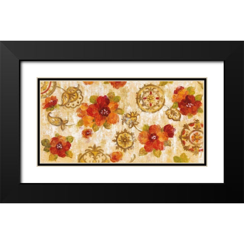 Hibiscus and Mandala Black Modern Wood Framed Art Print with Double Matting by Vassileva, Silvia