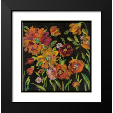 July Garden Trio III Black Modern Wood Framed Art Print with Double Matting by Vassileva, Silvia
