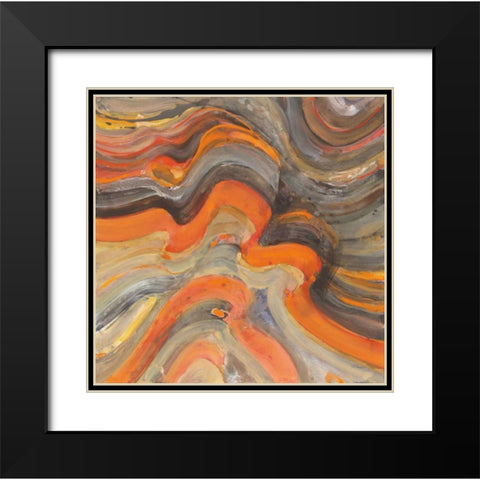 Floating Lava Black Modern Wood Framed Art Print with Double Matting by Hristova, Albena