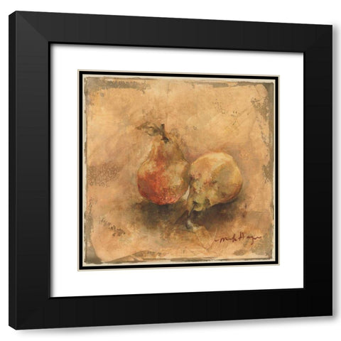 Gilted Pears Black Modern Wood Framed Art Print with Double Matting by Hageman, Marilyn