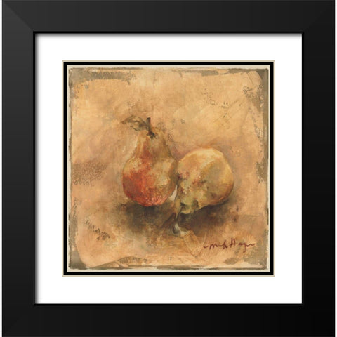 Gilted Pears Black Modern Wood Framed Art Print with Double Matting by Hageman, Marilyn