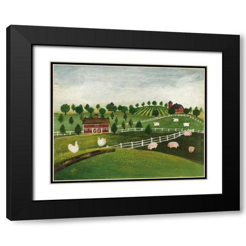 A Day at the Farm I Bright Black Modern Wood Framed Art Print with Double Matting by Brown, David Carter