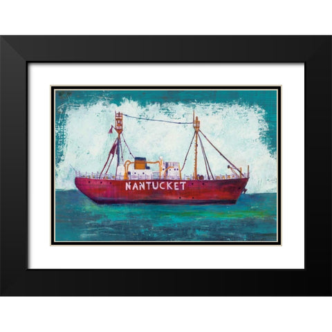 Nantucket Lightship Blue Green Black Modern Wood Framed Art Print with Double Matting by Averinos, Melissa