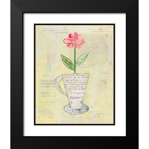Teacup Floral II on Print Black Modern Wood Framed Art Print with Double Matting by Prahl, Courtney