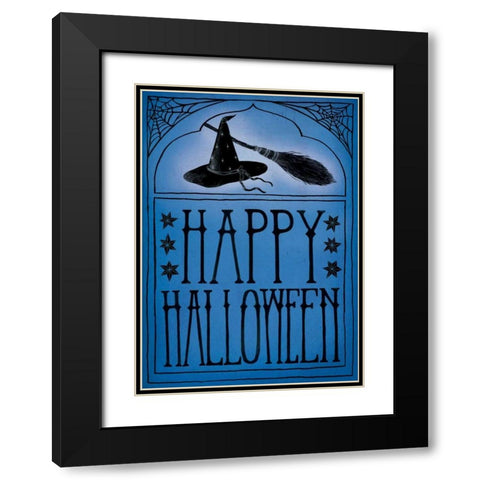 Vintage Halloween Happy Halloween Black Modern Wood Framed Art Print with Double Matting by Miller, Sara Zieve