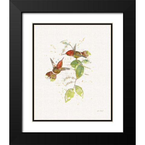 Colorful Hummingbirds II Black Modern Wood Framed Art Print with Double Matting by Pertiet, Katie