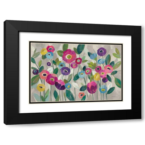 Fairy Tale Flowers V Pink Black Modern Wood Framed Art Print with Double Matting by Vassileva, Silvia
