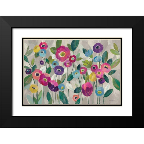 Fairy Tale Flowers V Pink Black Modern Wood Framed Art Print with Double Matting by Vassileva, Silvia