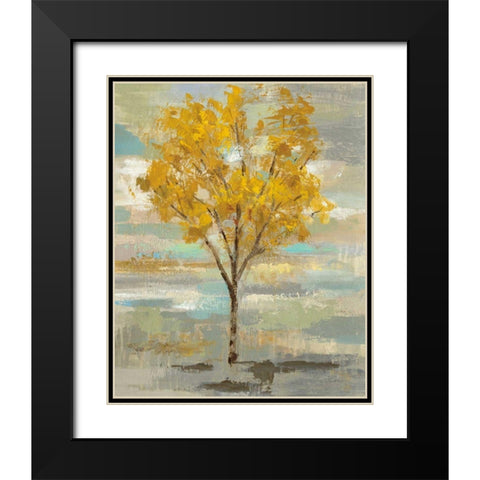 Golden Tree and Fog I Black Modern Wood Framed Art Print with Double Matting by Vassileva, Silvia