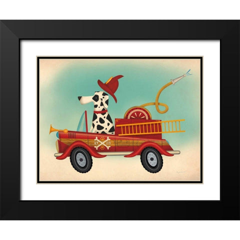 K9 Fire Department Black Modern Wood Framed Art Print with Double Matting by Fowler, Ryan
