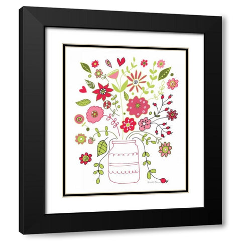 Valentines Flowers II Black Modern Wood Framed Art Print with Double Matting by Zaman, Farida