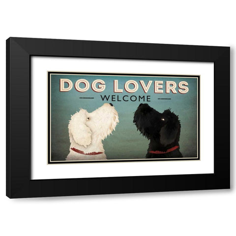 Doodle Dog Lovers Welcome Black Modern Wood Framed Art Print with Double Matting by Fowler, Ryan