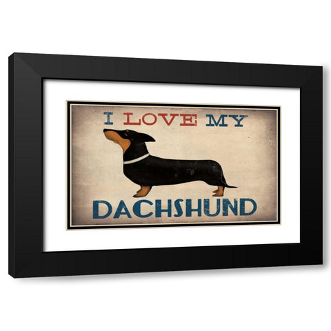 Dachshund Longboards - Love v1 Black Modern Wood Framed Art Print with Double Matting by Fowler, Ryan