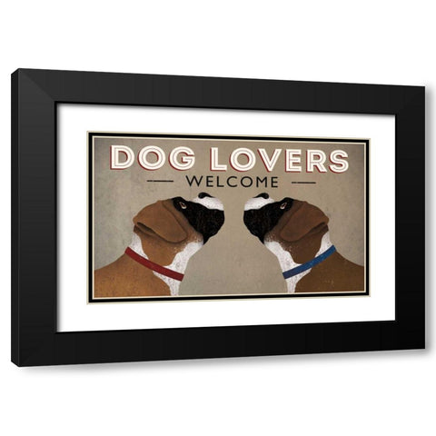 Boxer - Dog Lovers Welcome Black Modern Wood Framed Art Print with Double Matting by Fowler, Ryan