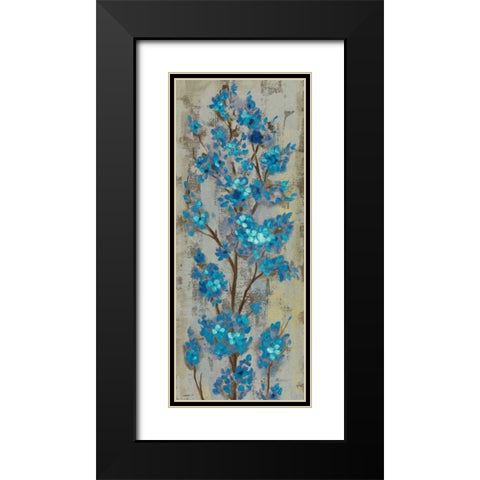 Almond Branch II Blue Crop Black Modern Wood Framed Art Print with Double Matting by Vassileva, Silvia