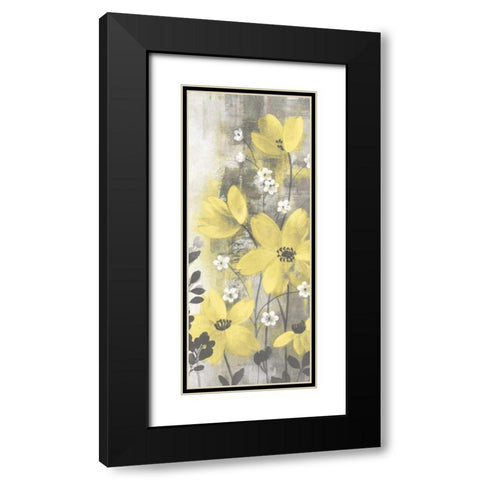Floral Symphony Yellow Gray Crop I Black Modern Wood Framed Art Print with Double Matting by Vassileva, Silvia