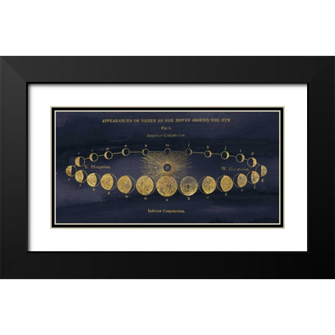 Geography of the Heavens II Blue Gold Black Modern Wood Framed Art Print with Double Matting by Wild Apple Portfolio