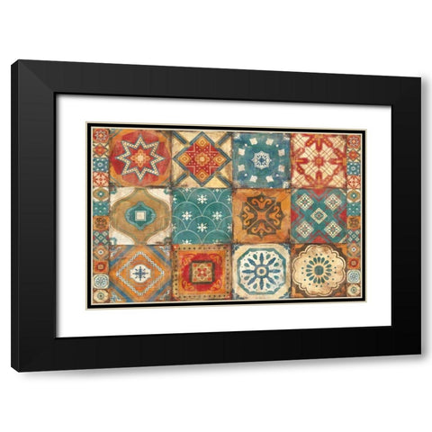 Moroccan Tiles Black Modern Wood Framed Art Print with Double Matting by Hilsaca, Cleonique
