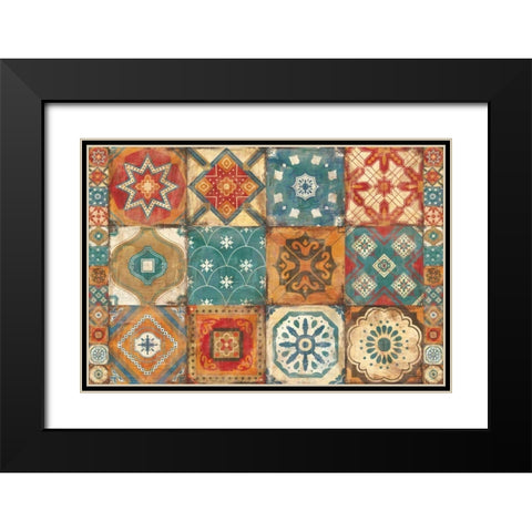 Moroccan Tiles Black Modern Wood Framed Art Print with Double Matting by Hilsaca, Cleonique