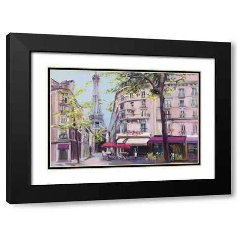 Springtime in Paris Pink Black Modern Wood Framed Art Print with Double Matting by Hageman, Marilyn