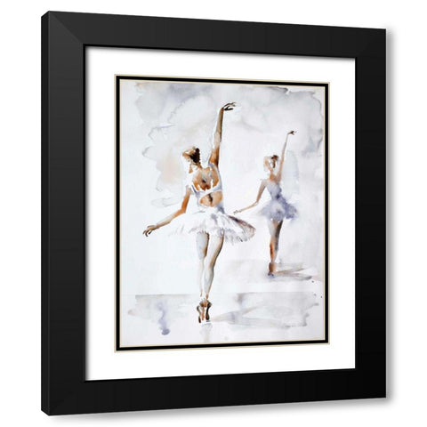 Ballerina In Blue Black Modern Wood Framed Art Print with Double Matting by Valle, Aimee Del