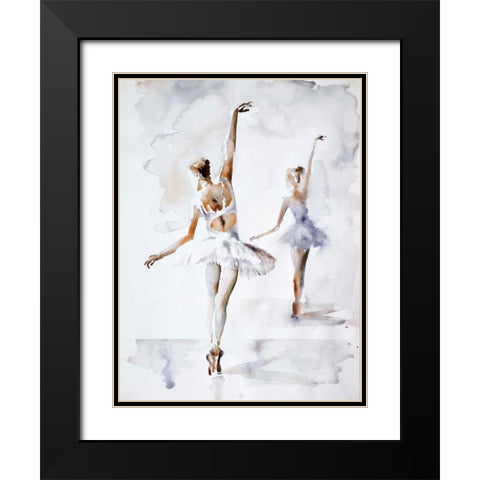 Ballerina In Blue Black Modern Wood Framed Art Print with Double Matting by Valle, Aimee Del