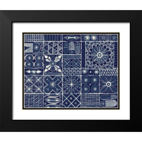 Adire VII Indigo Black Modern Wood Framed Art Print with Double Matting by Lovell, Kathrine
