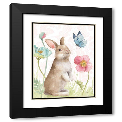 Spring Softies Bunnies II Pink Black Modern Wood Framed Art Print with Double Matting by Audit, Lisa
