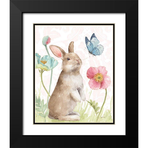 Spring Softies Bunnies II Pink Black Modern Wood Framed Art Print with Double Matting by Audit, Lisa