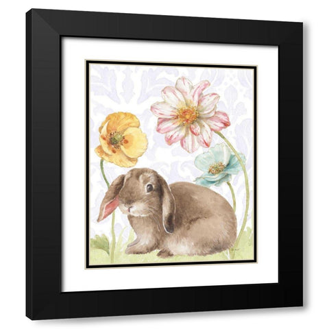 Spring Softies Bunnies III Purple Black Modern Wood Framed Art Print with Double Matting by Audit, Lisa
