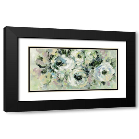 Sage and Lavender Peonies Black Modern Wood Framed Art Print with Double Matting by Vassileva, Silvia
