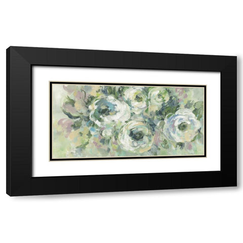 Sage and Lavender Peonies Light Black Modern Wood Framed Art Print with Double Matting by Vassileva, Silvia