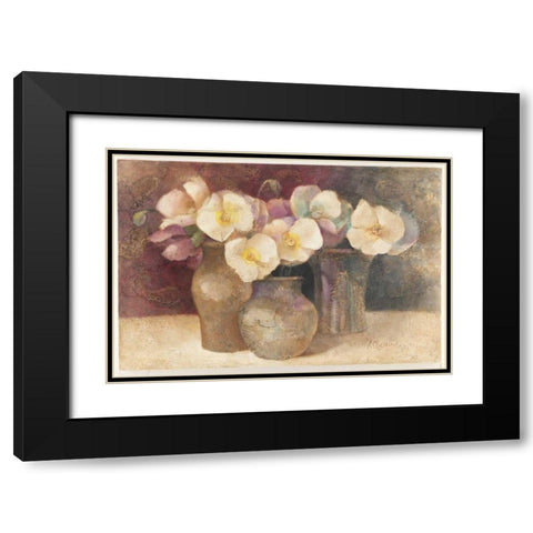 Poppies on Plum Black Modern Wood Framed Art Print with Double Matting by Hristova, Albena