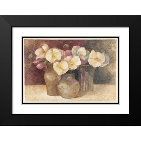 Poppies on Plum Black Modern Wood Framed Art Print with Double Matting by Hristova, Albena