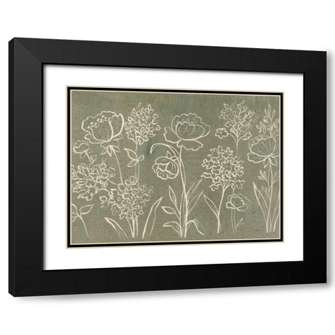 Sage Floral I Crop Black Modern Wood Framed Art Print with Double Matting by Vassileva, Silvia