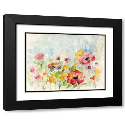 Summer Rain Floral Black Modern Wood Framed Art Print with Double Matting by Vassileva, Silvia